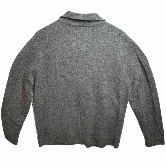 Express Zip Front Lambswool Cardigan Mens Size XL Fair Isle Charcoal Heritage - Picture 6 of 11